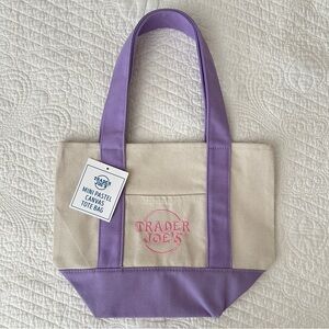 Trader Joe’s Mini Pastel Canvas Tote Bag – PURPLE NWT